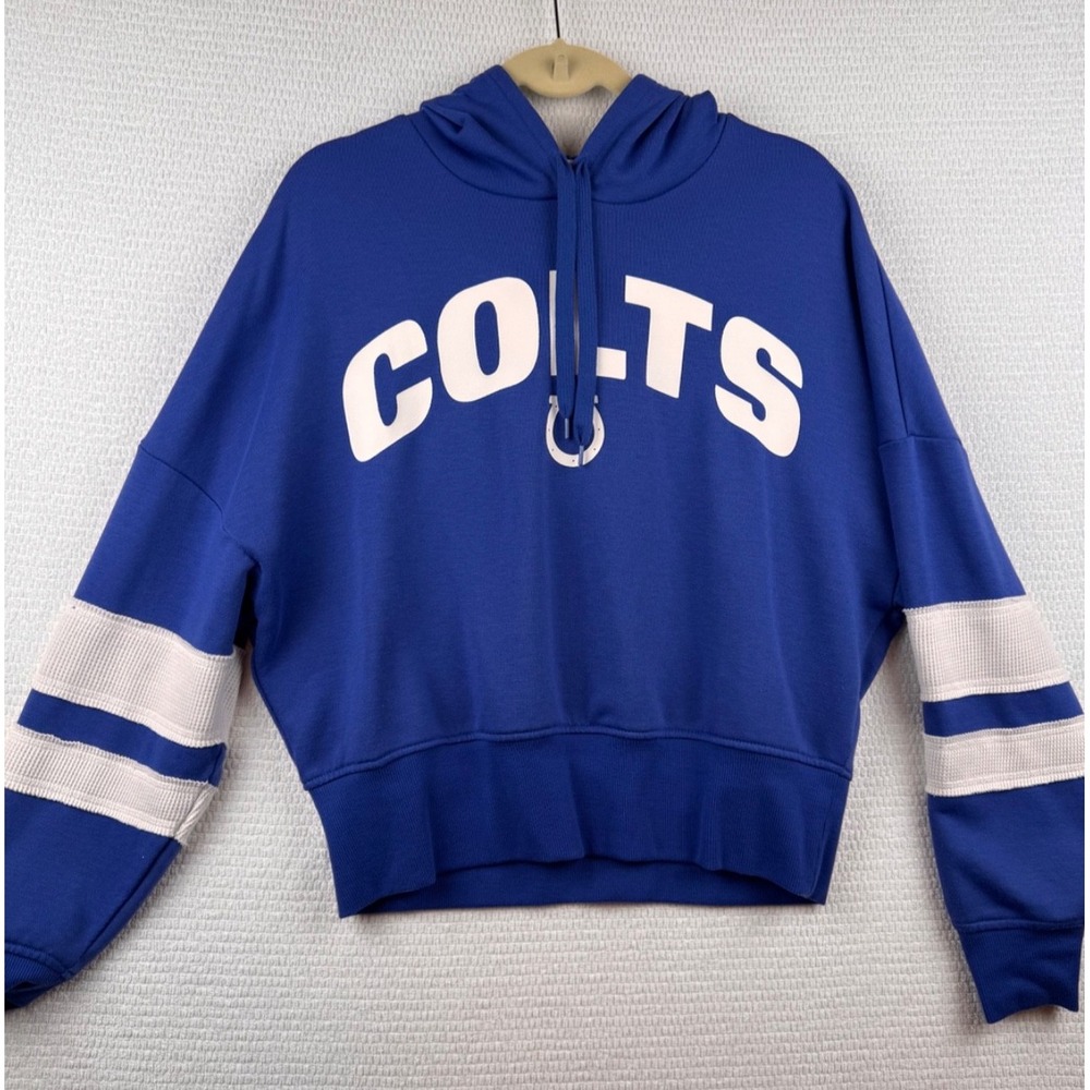 Junk Food Indianapolis Colts Womens Large Blue Cropped Hoodie NFL Football